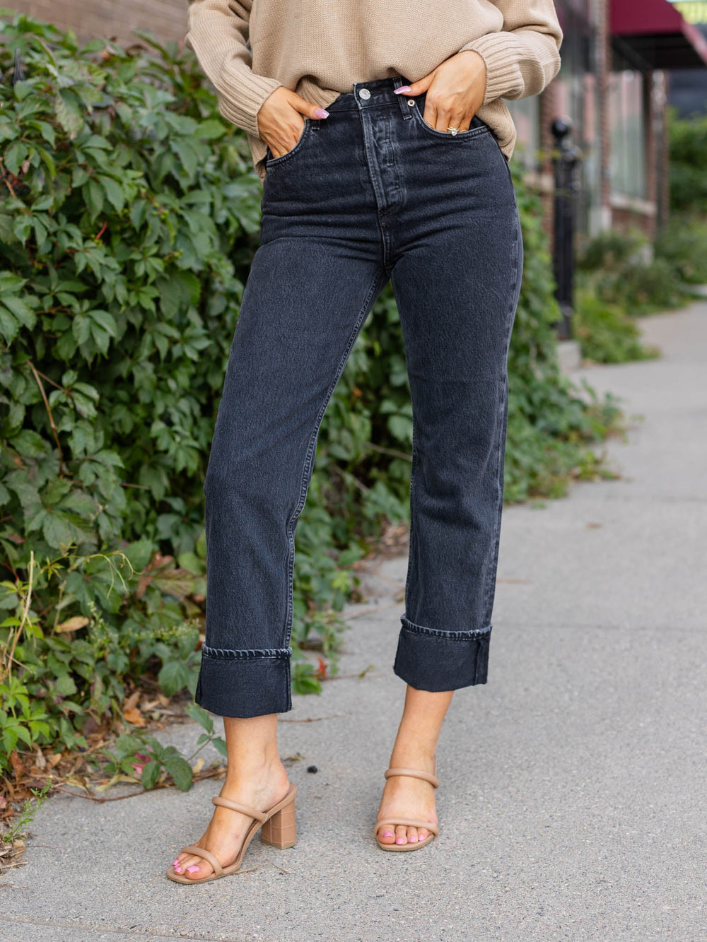 AGOLDE Black Tea Fran CuffDenim jeans