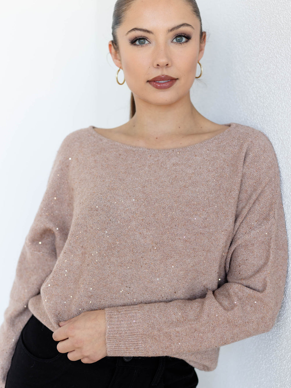 lurex sequin relaxed sweater