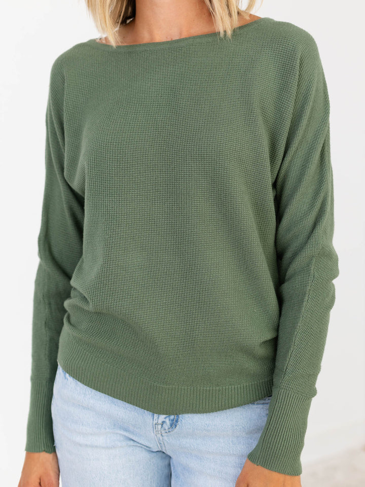 Boat Neck Ribbed Classic SweaterSweaters