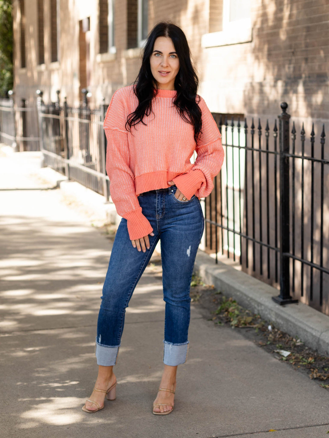 Casual Two Tone Stripe Sweater TopSweaters