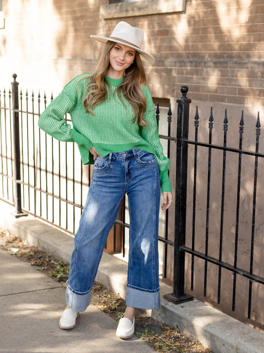 Casual Two Tone Stripe Sweater TopSweaters