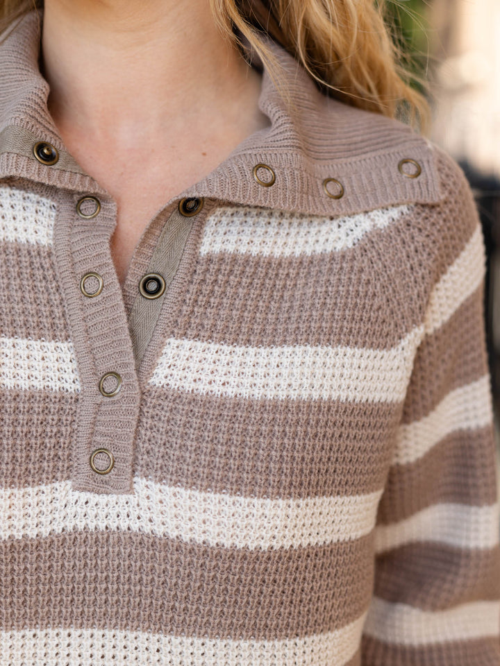 Chunky Henley Striped SweaterSweaters