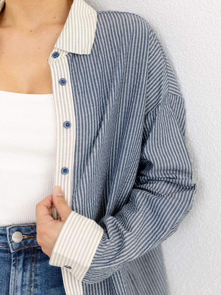 Contrast Striped ShirtWoven tops