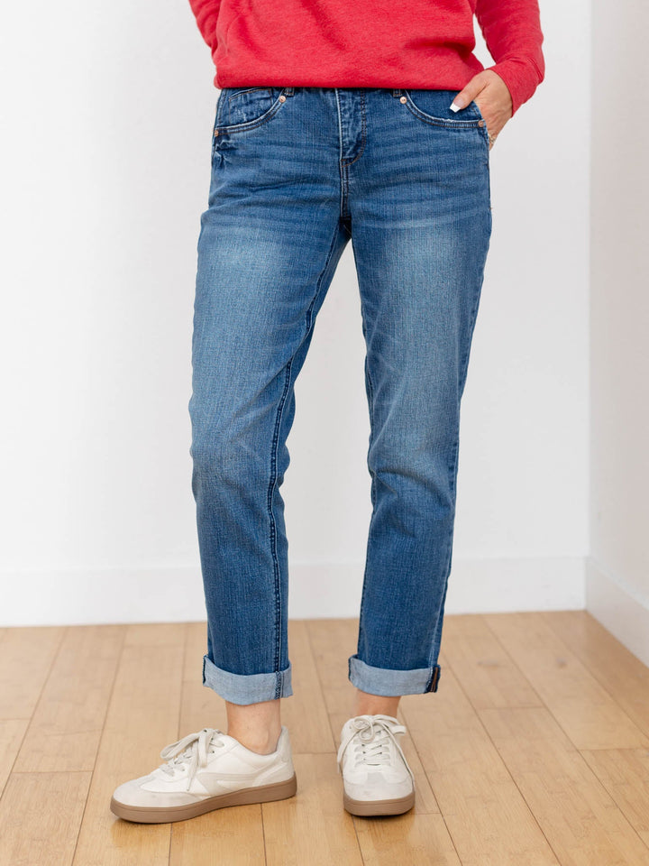 roll cuff boyfriend denim