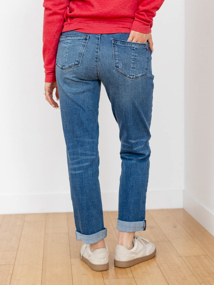 roll cuff boyfriend denim