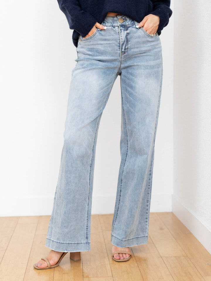 vintage light wash wide leg denim