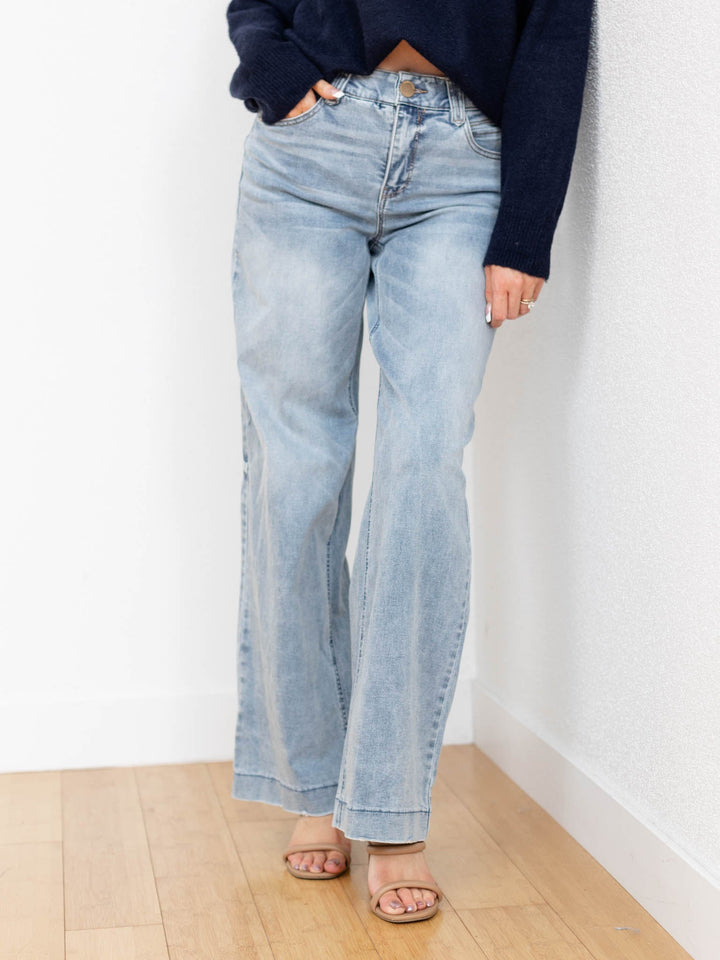 vintage light wash wide leg denim