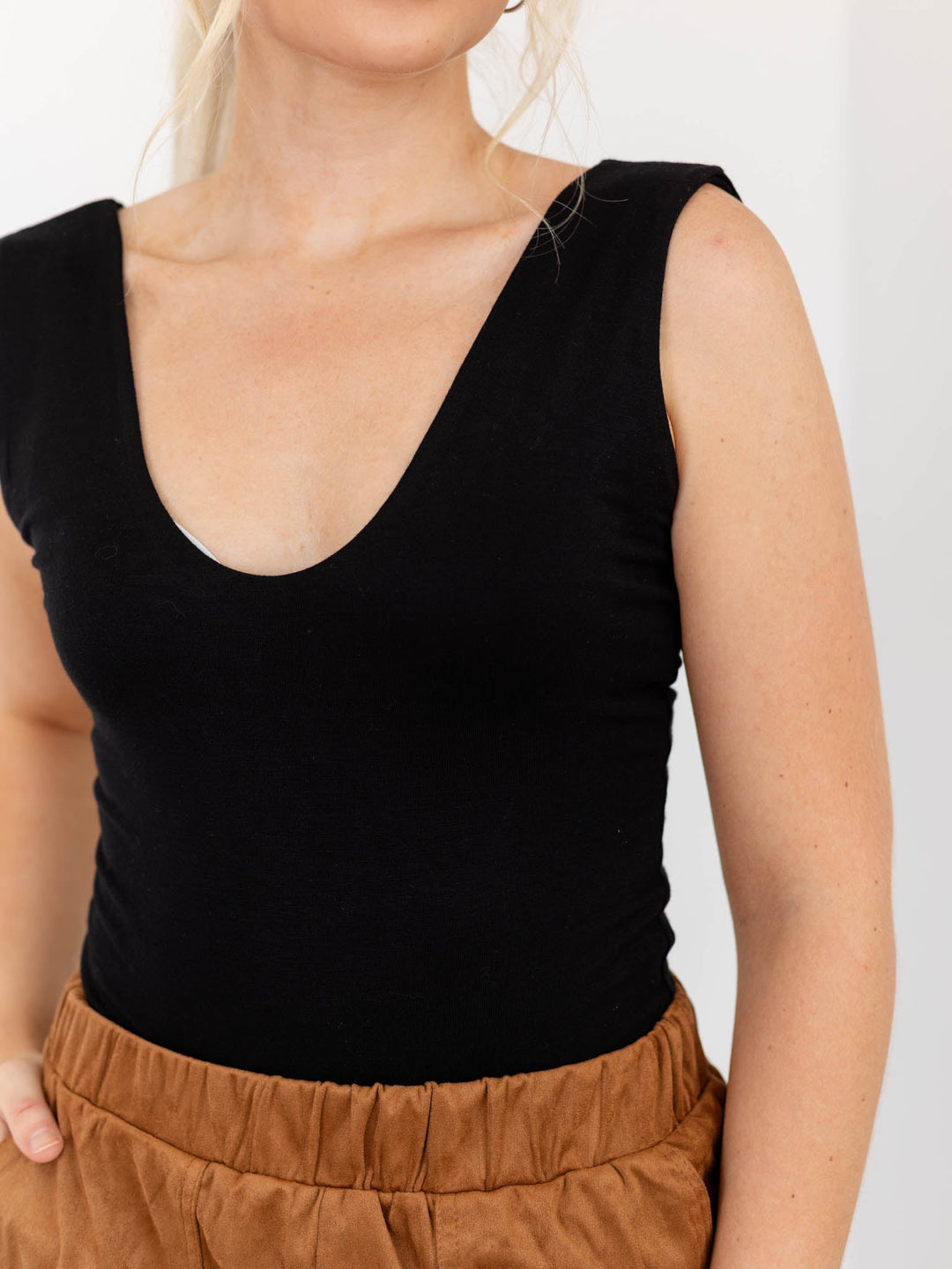 Double Layered V neck BodysuitBasics