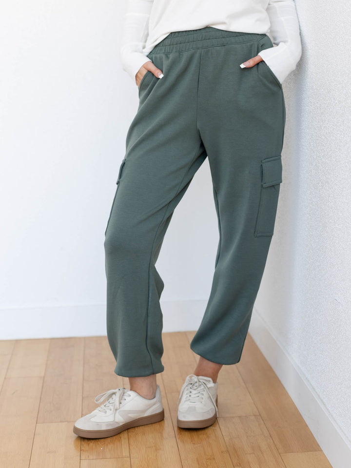 sage green soft cargo jogger