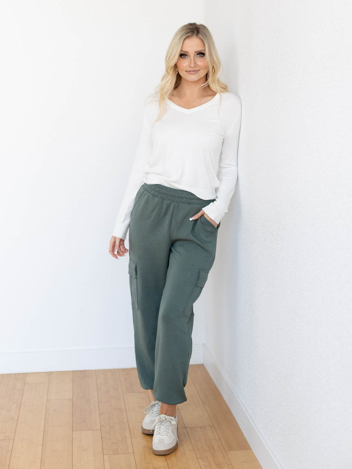 sage green soft cargo jogger