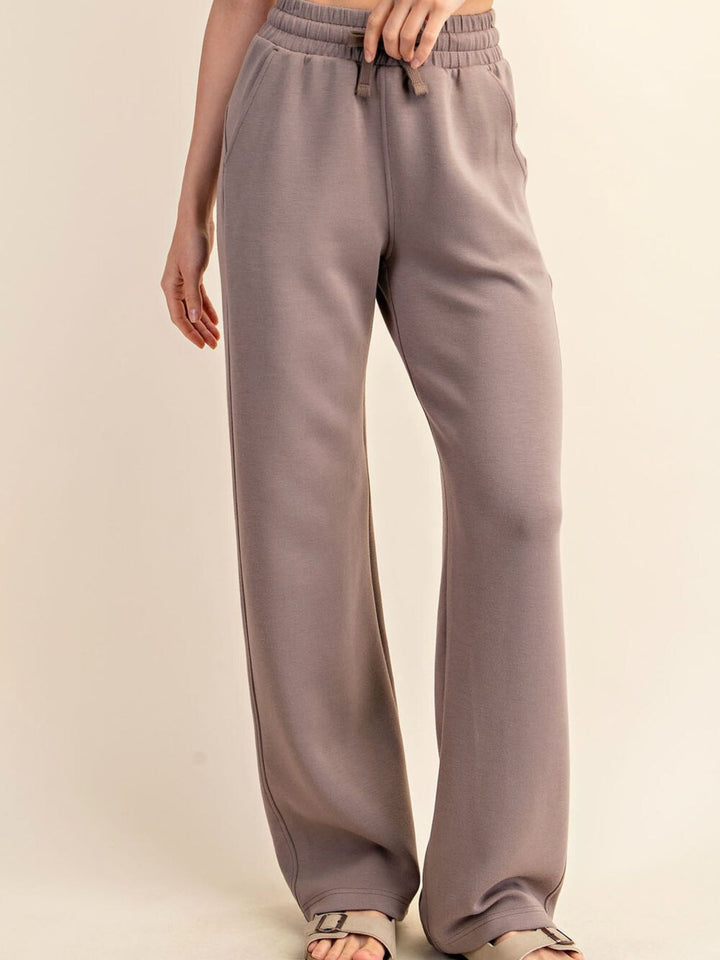 taupe wide leg straight pant