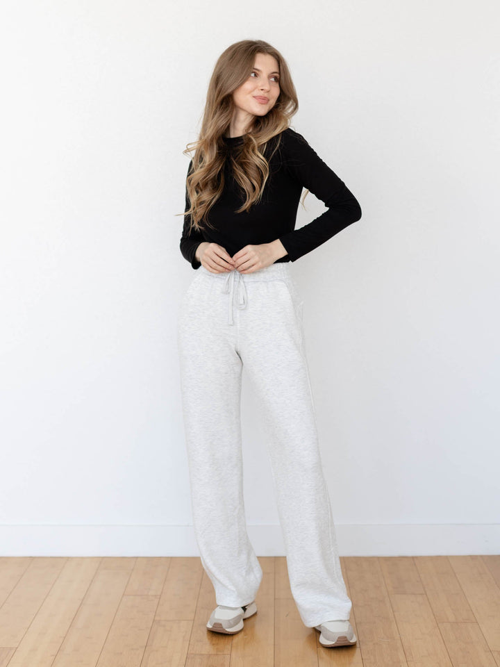 light heather grey straight leg pant