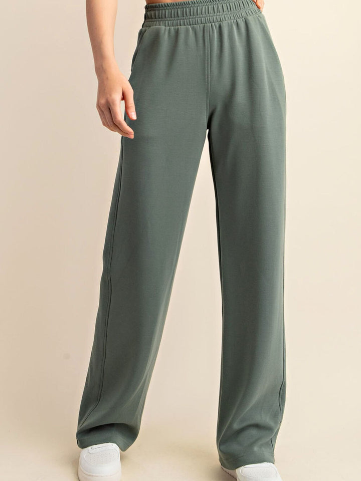 sage green wide leg straight pant