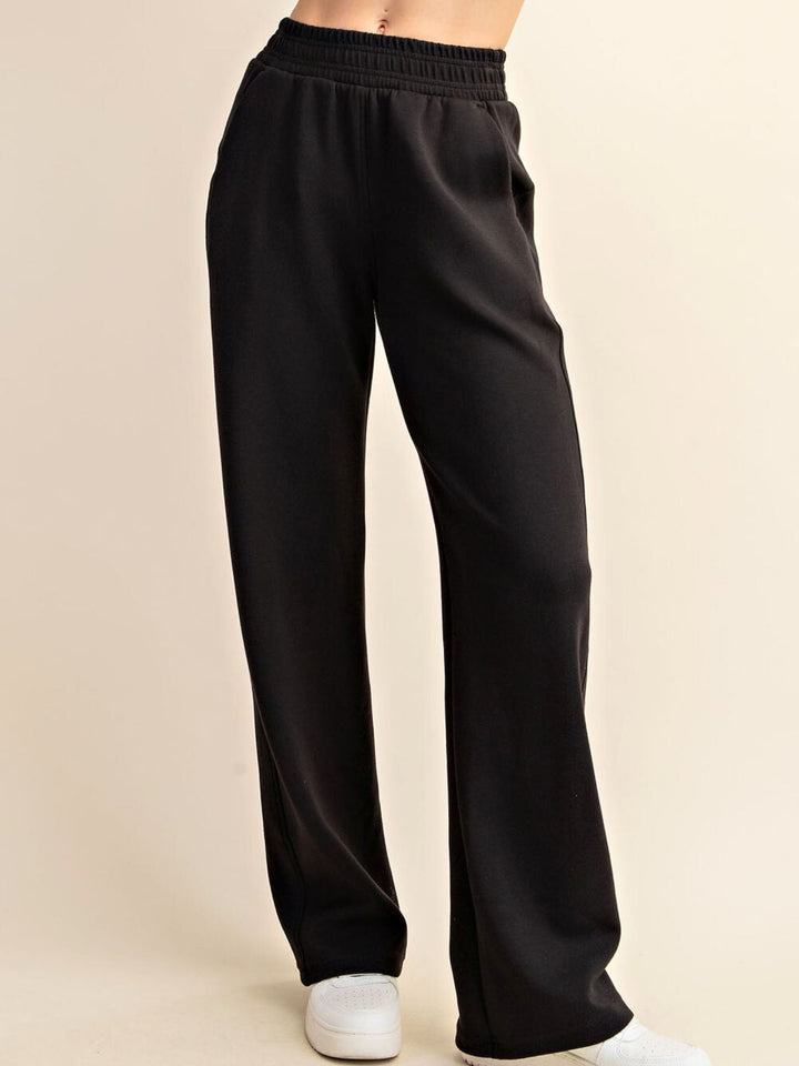 black wide leg straight pant