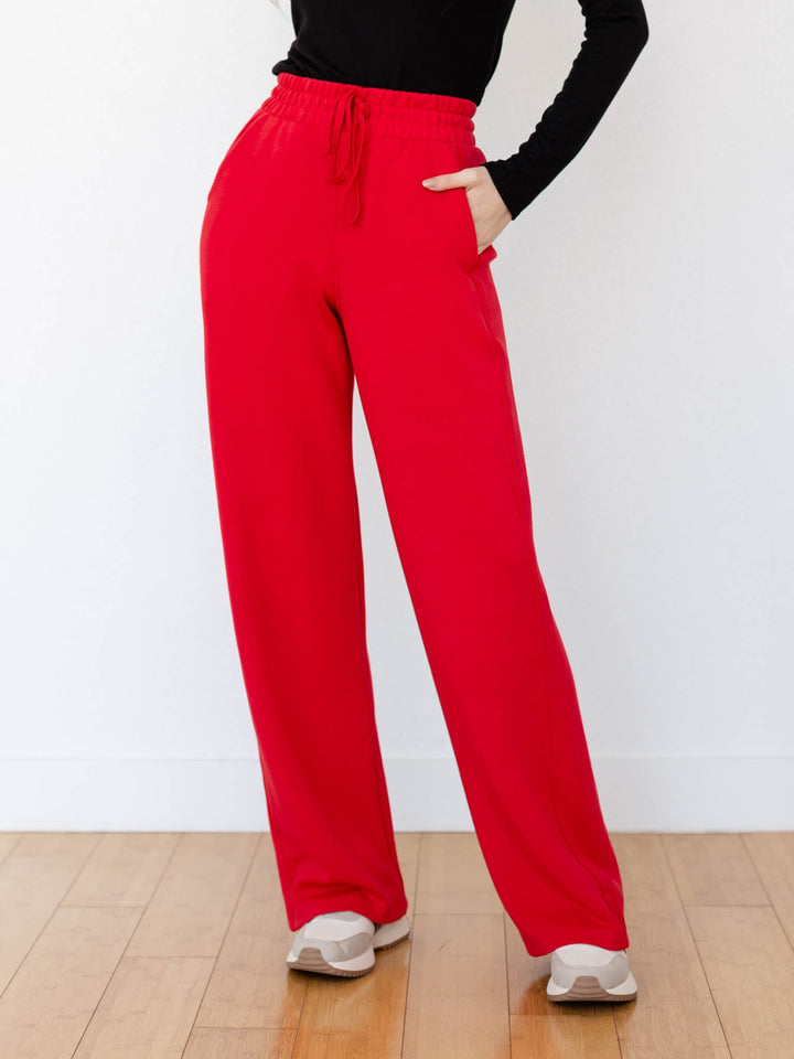 red wide leg soft pant