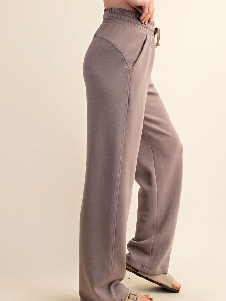 taupe wide leg straight pant