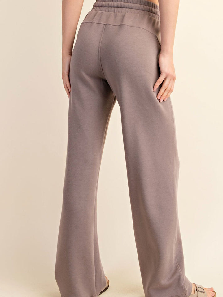 taupe wide leg straight pant