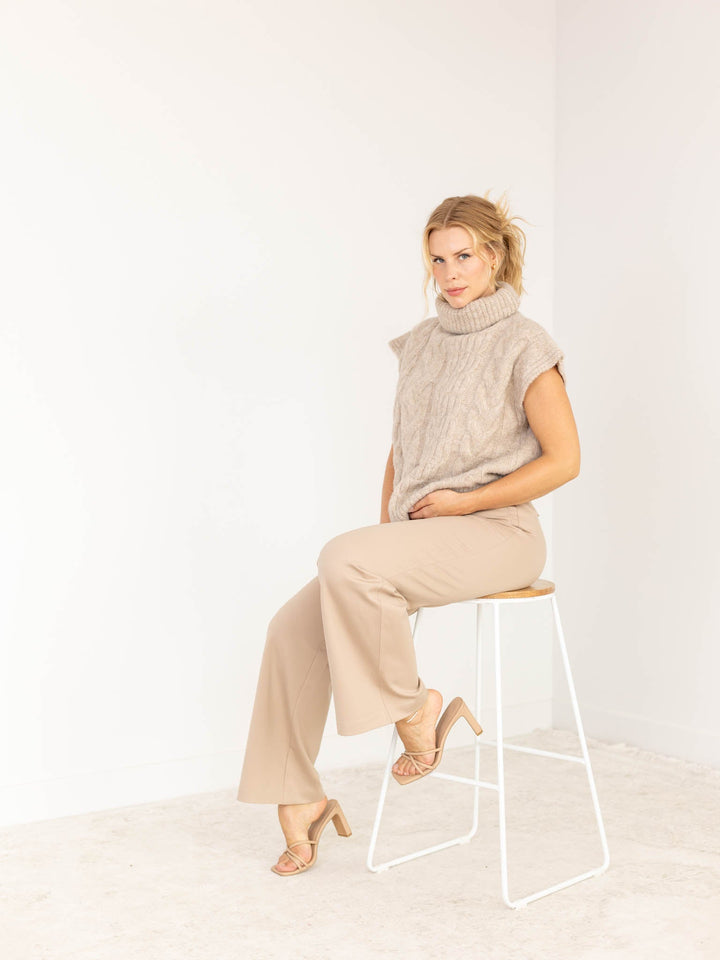 Drop Shoulder Sleeveless Turtle Neck TopSweaters