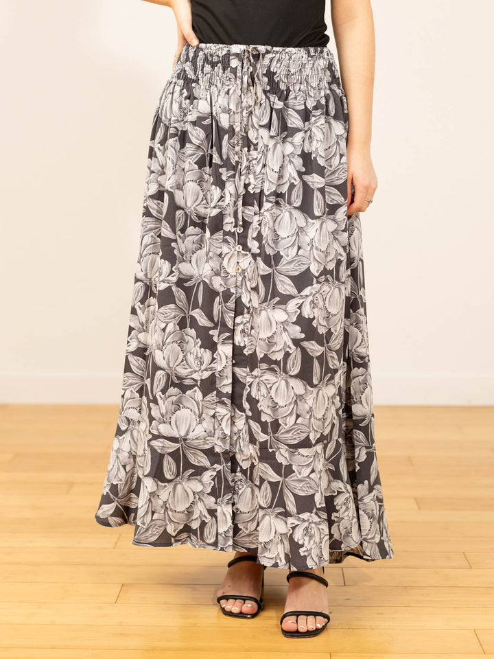 Floral Crepe Smock Waist Maxi SkirtNon - Denim Shorts/Skirts