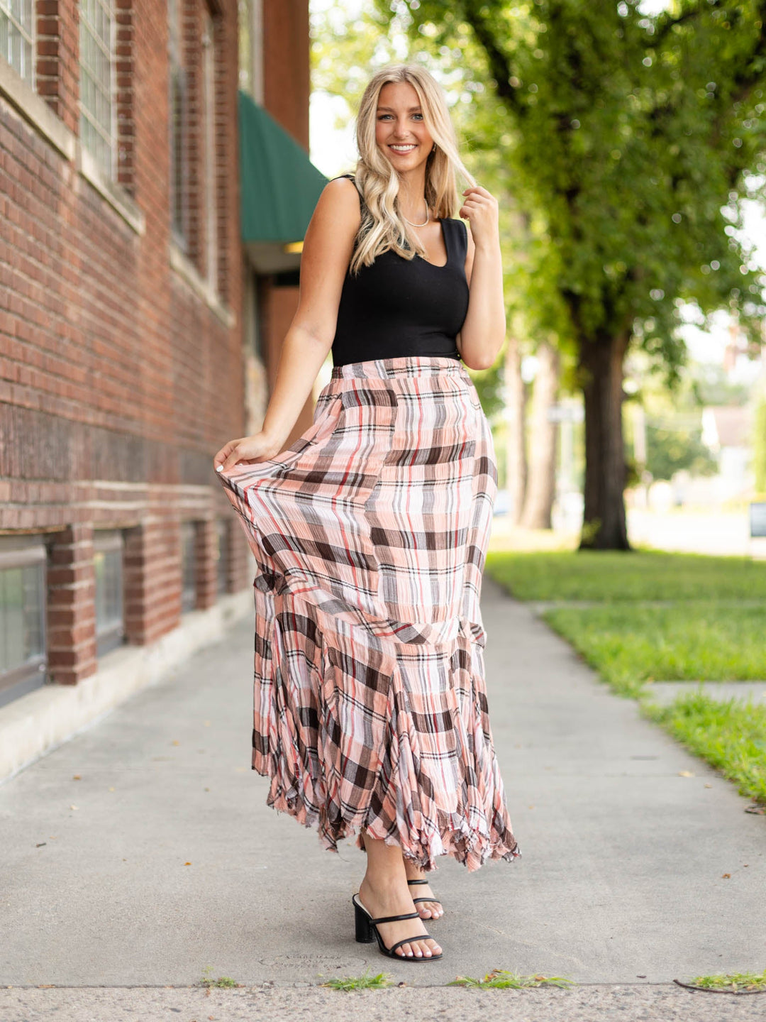 Free People Bordeux Plaid Maxi SkirtNon - Denim Shorts/Skirts