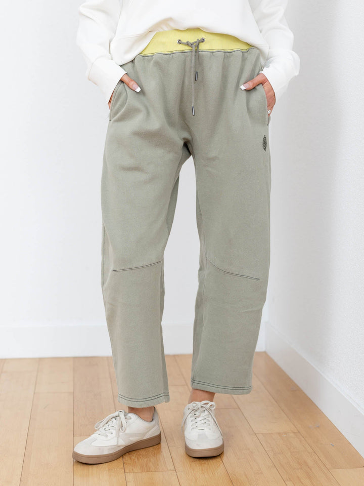 sage green barrel sweatpants