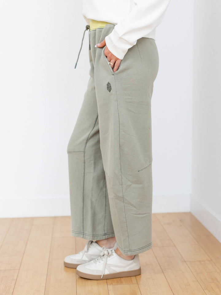 sage green barrel sweatpants