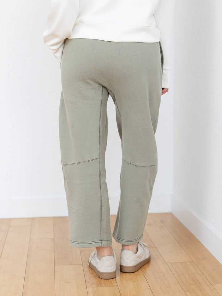 sage green barrel sweatpants