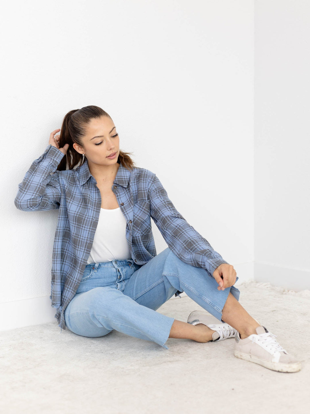 French Hem Oversized Plaid Button DownWoven tops