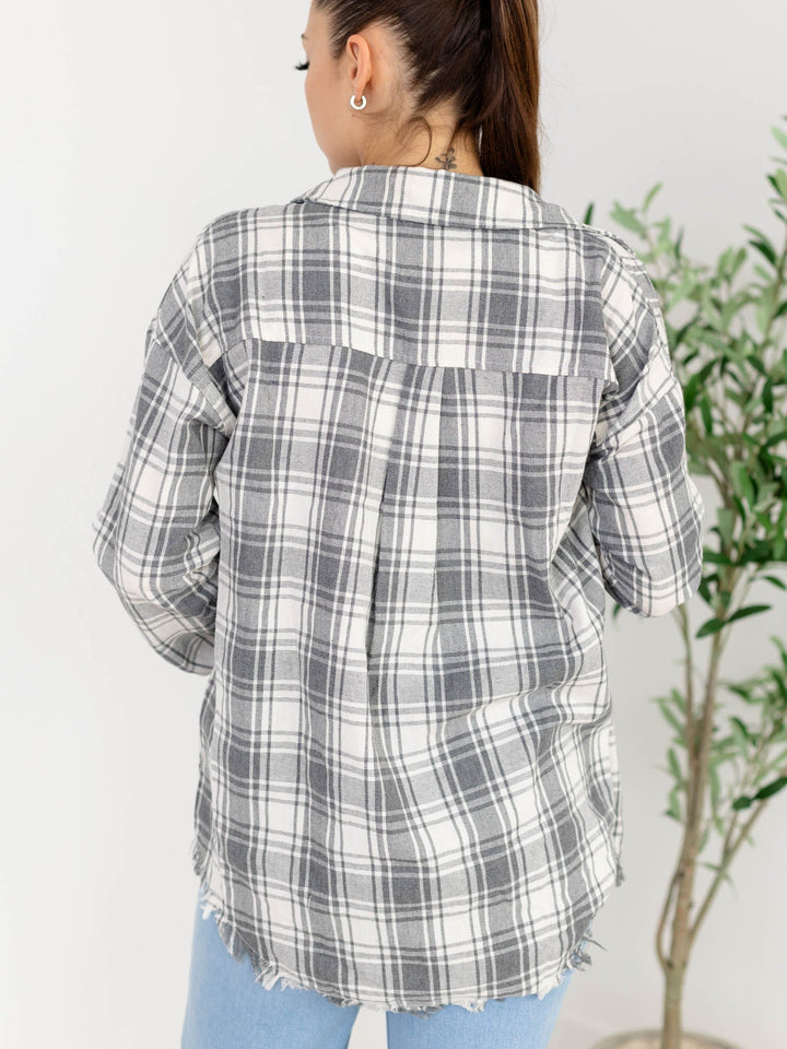 French Hem Oversized Plaid Button DownWoven tops