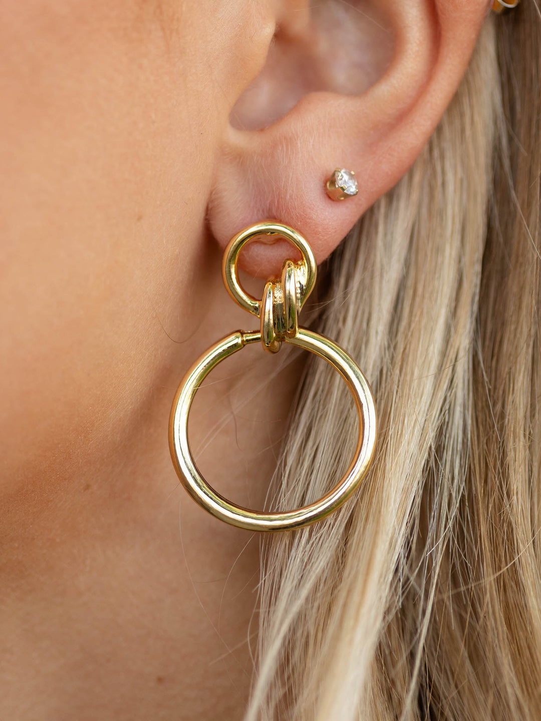 Gold Dipped Double Circle EarringsEarrings