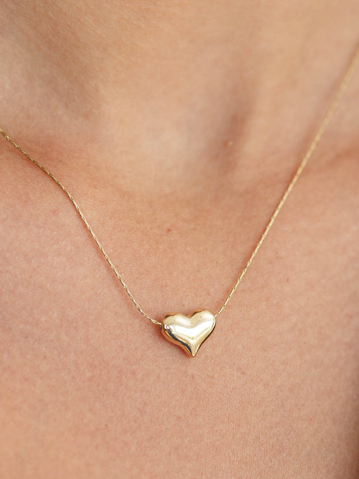 Gold Dipped Puffy Heart NecklaceNecklace