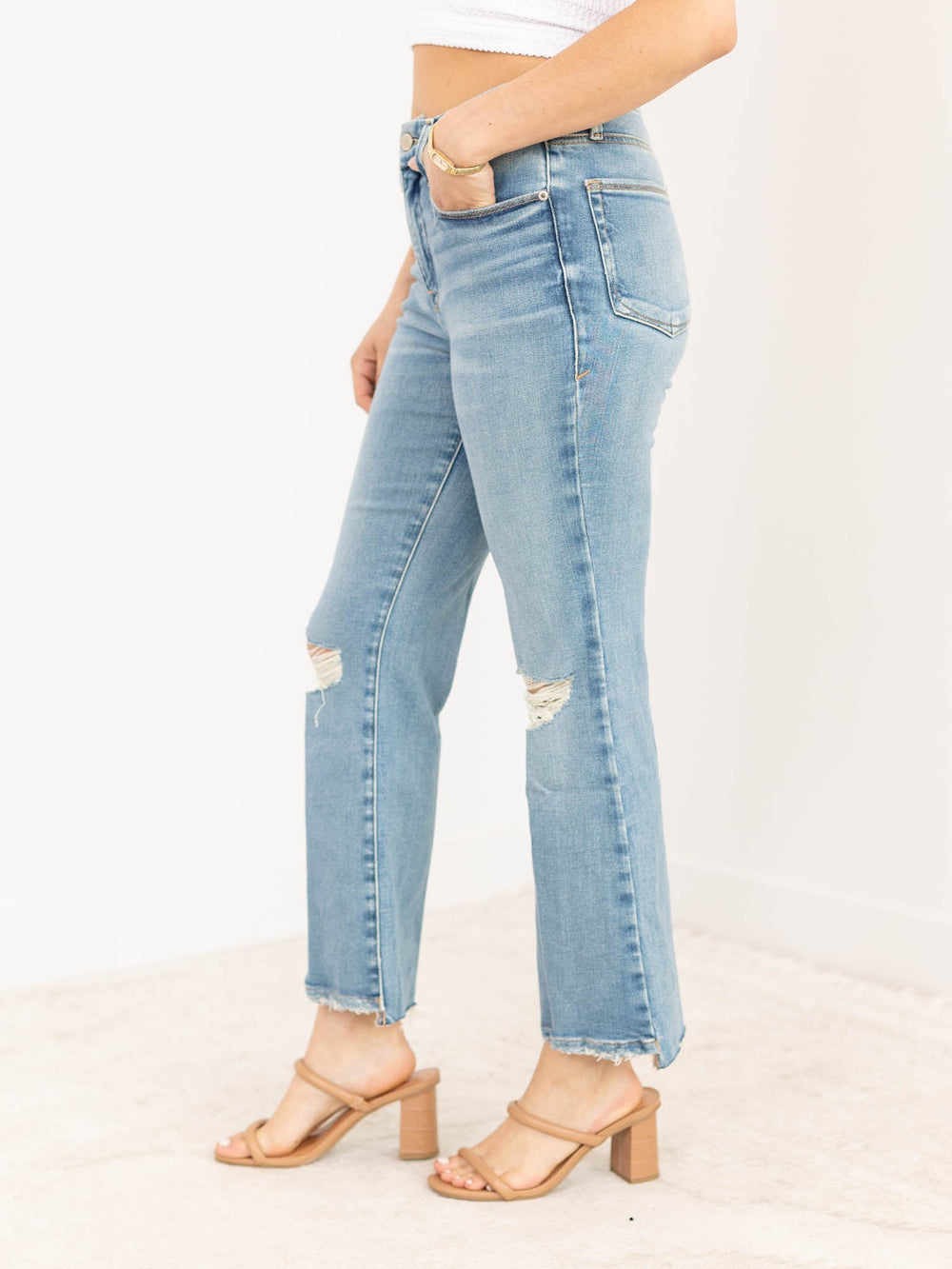 Good American Good Legs Indigo Crop Mini BootDenim jeans