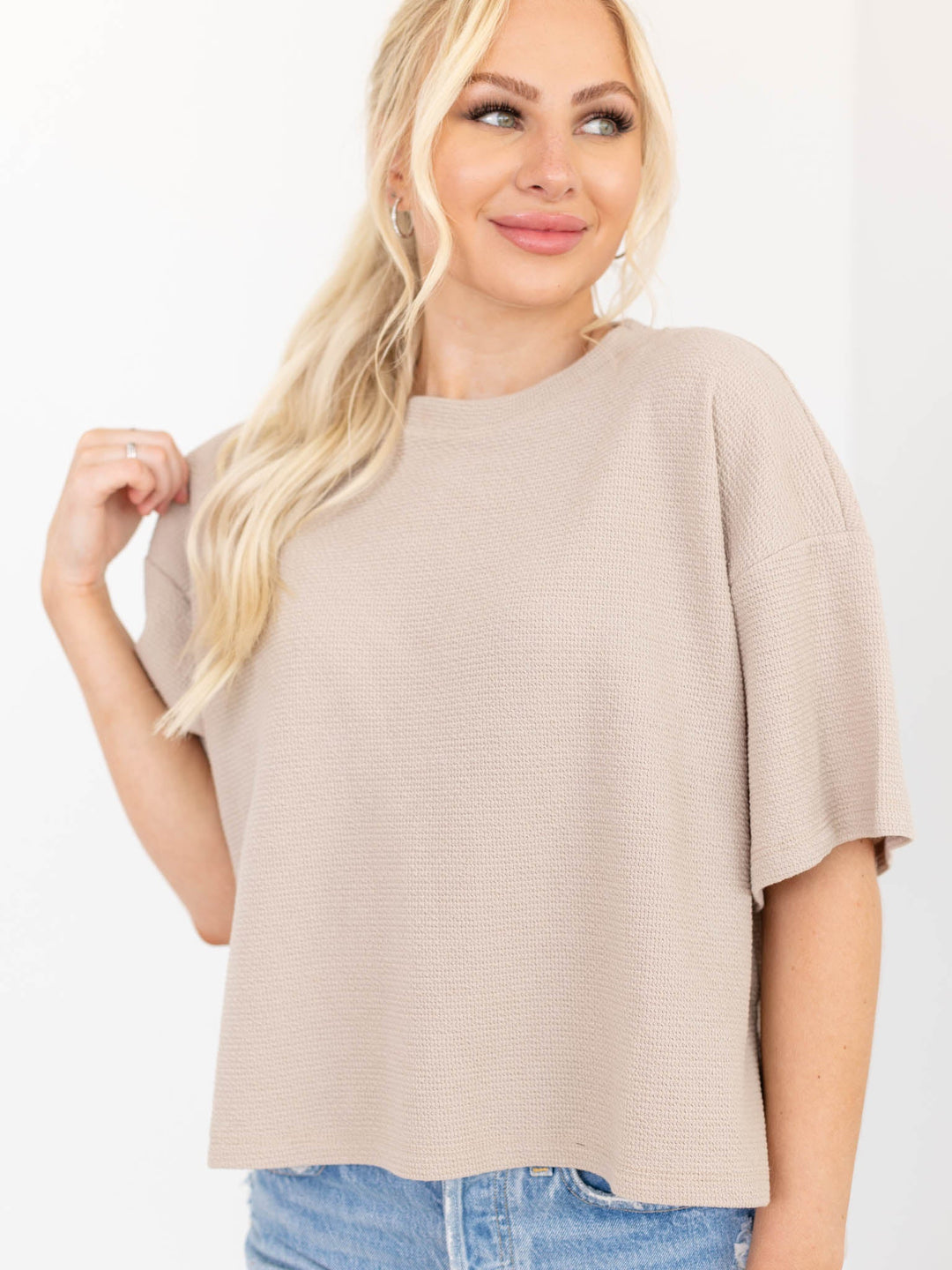 Half Sleeve Cloudy Round Neck TopKnit tops