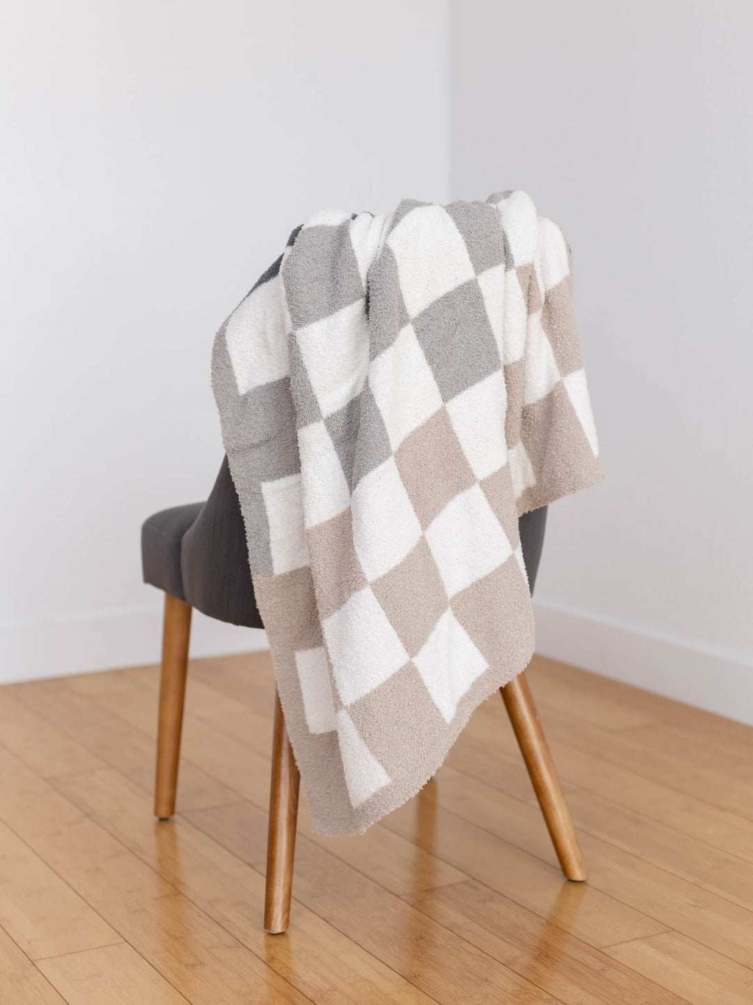 neutral soft checkered blanket