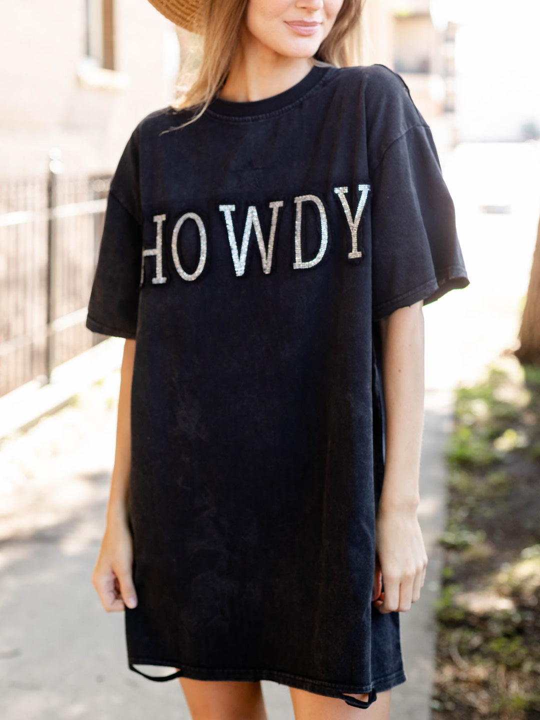 Howdy Distressed T - Shirt DressDress