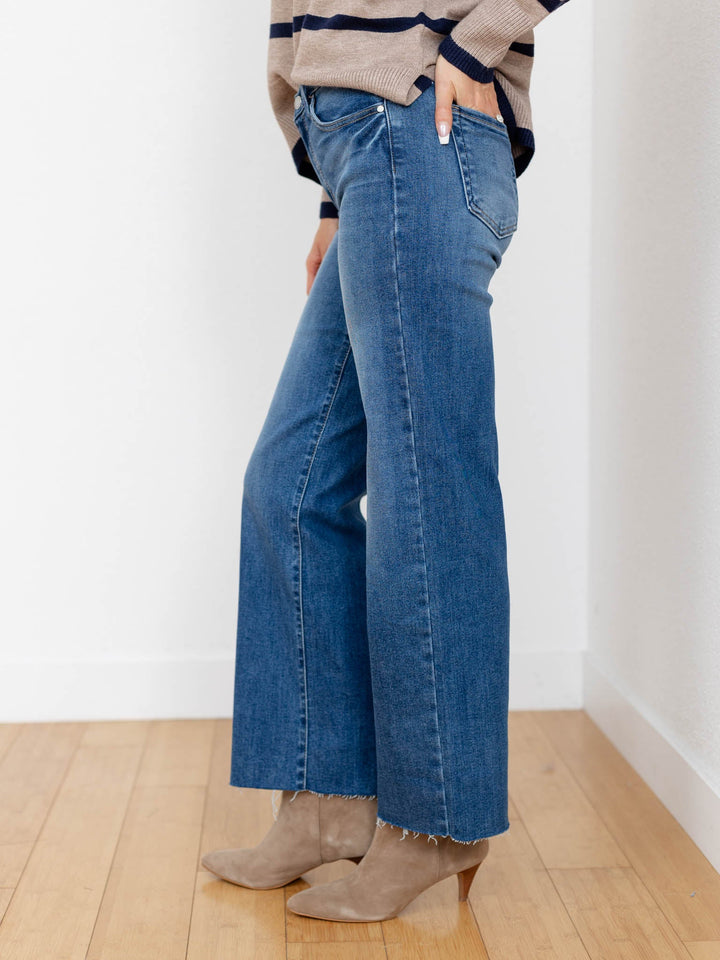 medium wash straight leg denim