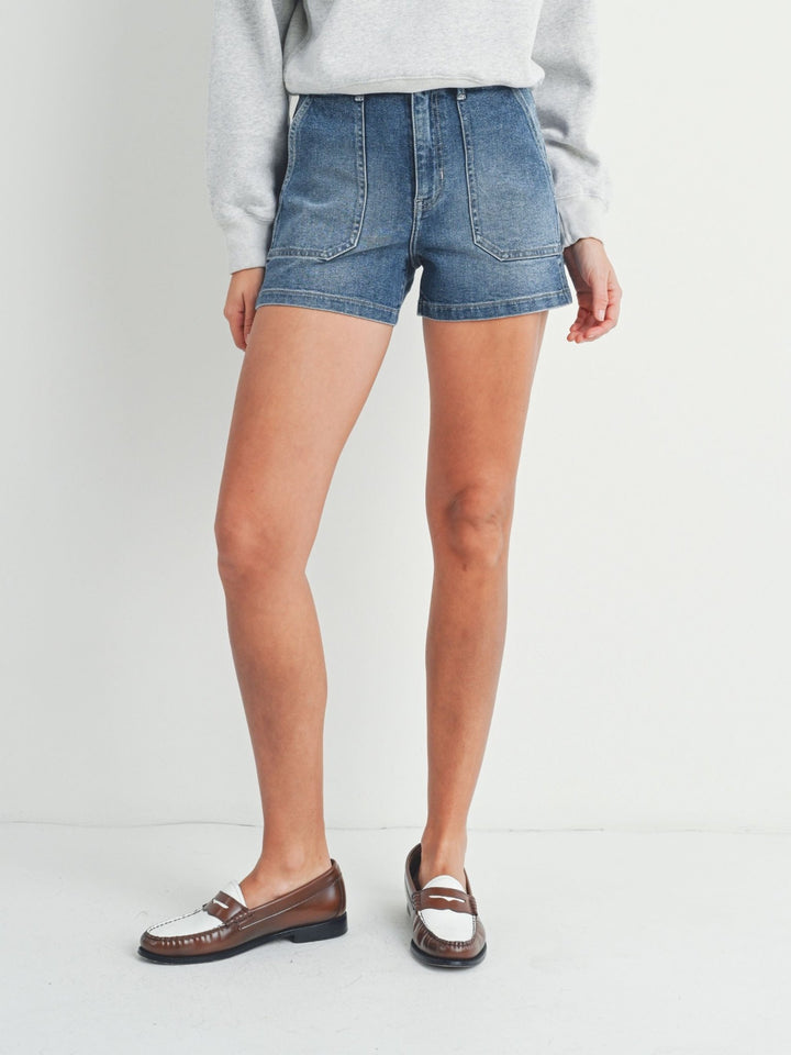 Just Black Medium High Rise Utility Cargo ShortDenim Shorts/Skirts