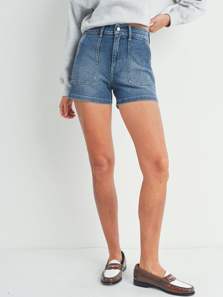 Just Black Medium High Rise Utility Cargo ShortDenim Shorts/Skirts