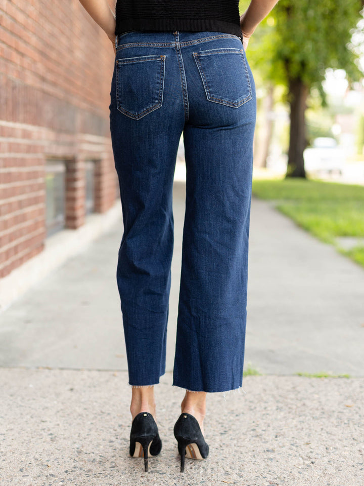 KUT Exhibited Meg Wide Leg Raw HemDenim jeans