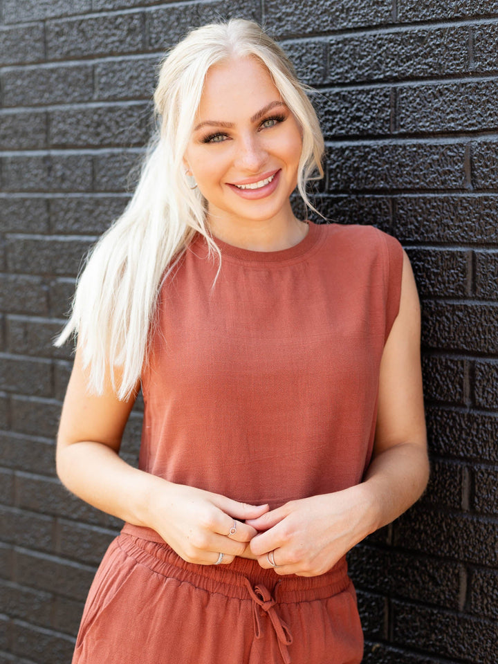 Linen Sleeveless TopWoven tops