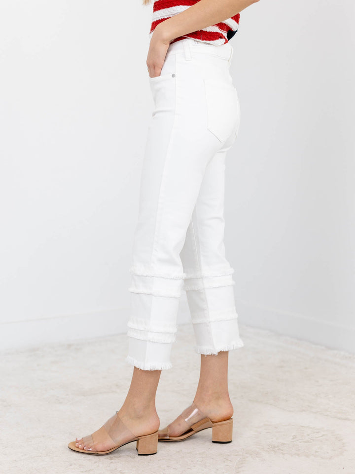 Liverpool Bone White Hannah Crop FlareDenim jeans