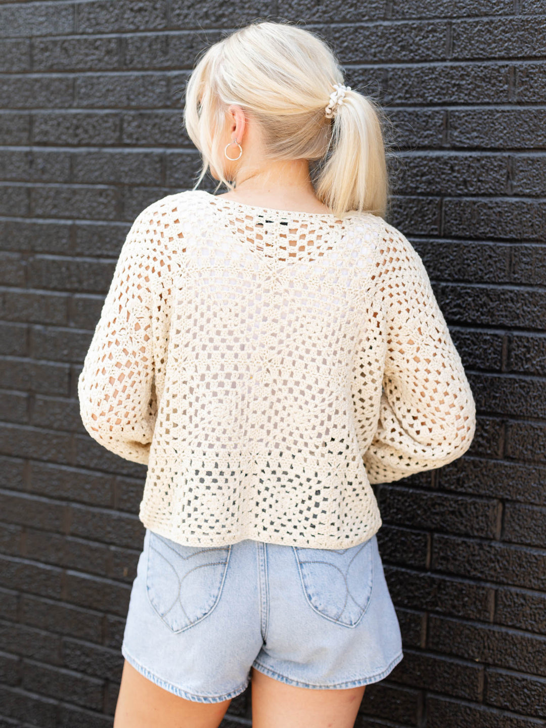 Long Sleeve Crochet TopWoven tops