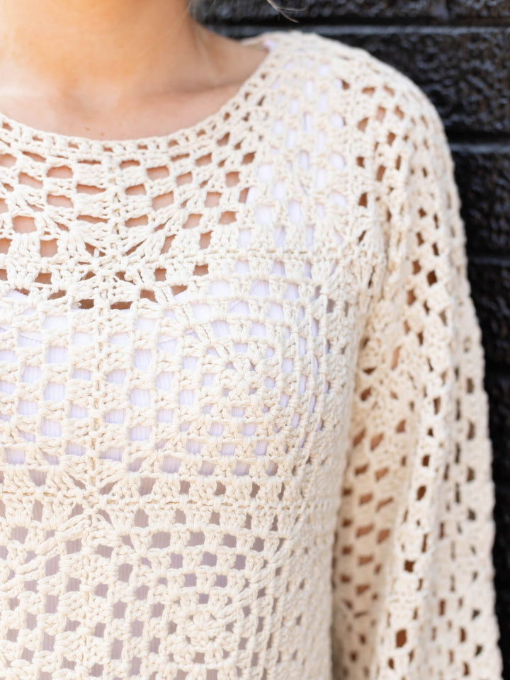 Long Sleeve Crochet TopWoven tops