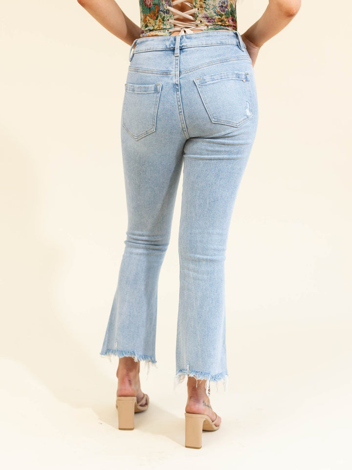 MICA Dodgers Blue High Rose Crop FlareDenim jeans