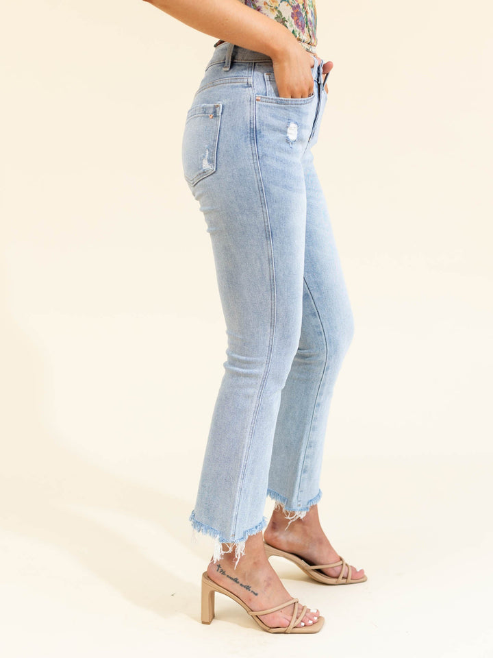 MICA Dodgers Blue High Rose Crop FlareDenim jeans