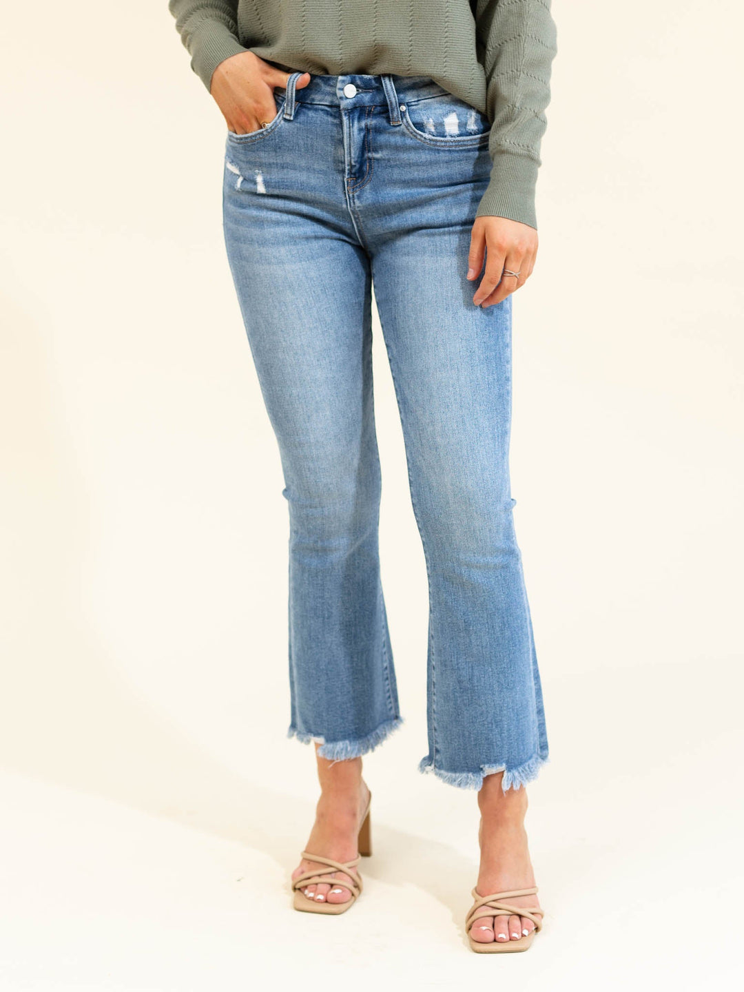 MICA Duetz High Rise Crop FlareDenim jeans