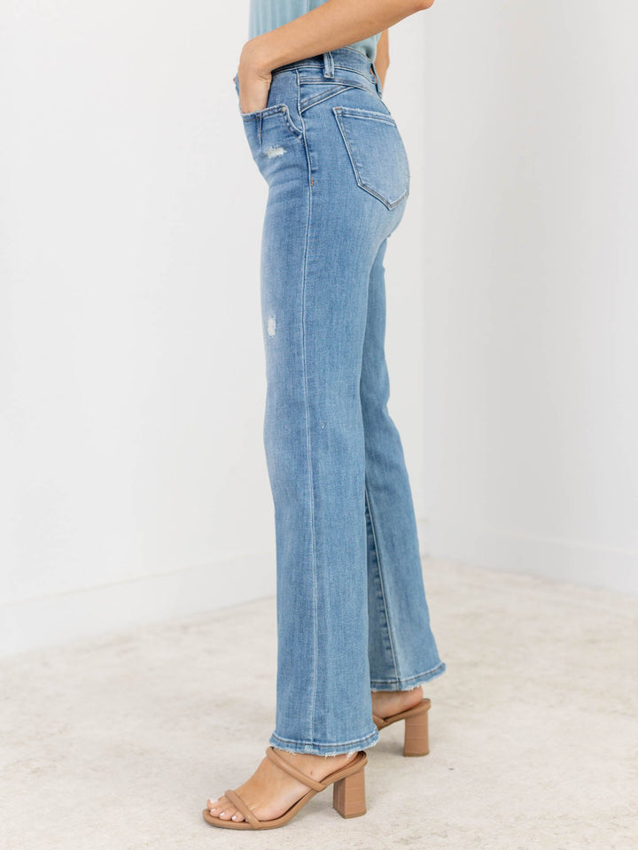 MICA Gallimard Mid Rise Dart Detail FlareDenim jeans