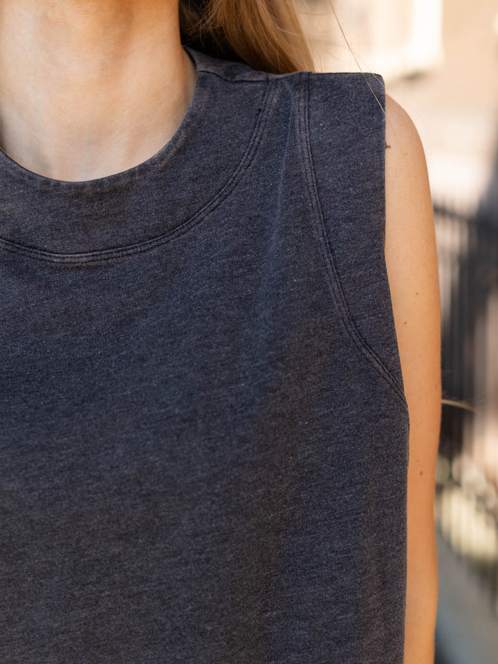 Mineral Washed Cropped Sleeveless TopKnit tops