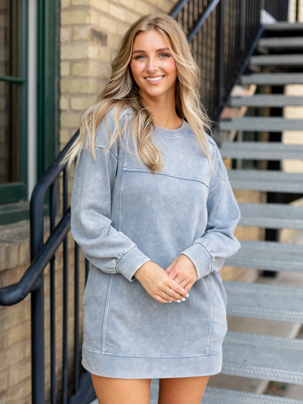 Mineral Washed Sweater T - Shirt DressDress