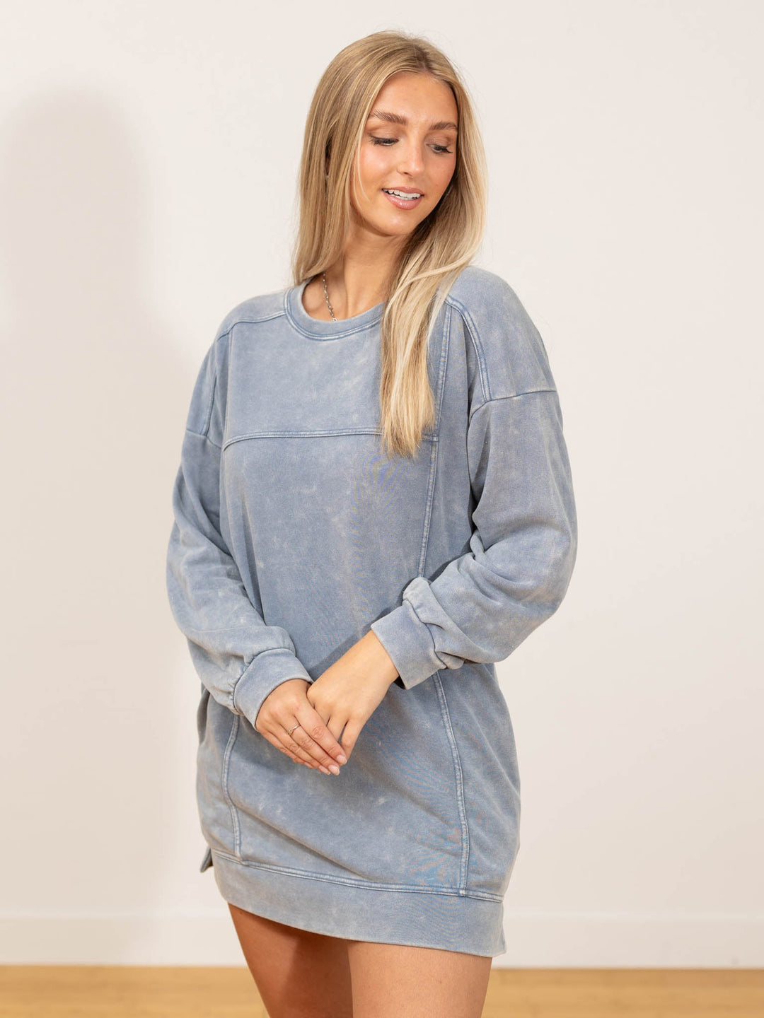 Mineral Washed Sweater T - Shirt DressDress